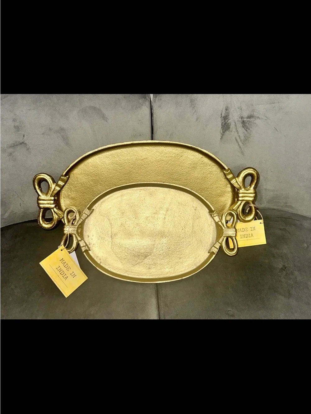 TikTok viral Gold Decorative Metal Bow Serving Tray set - Made in India